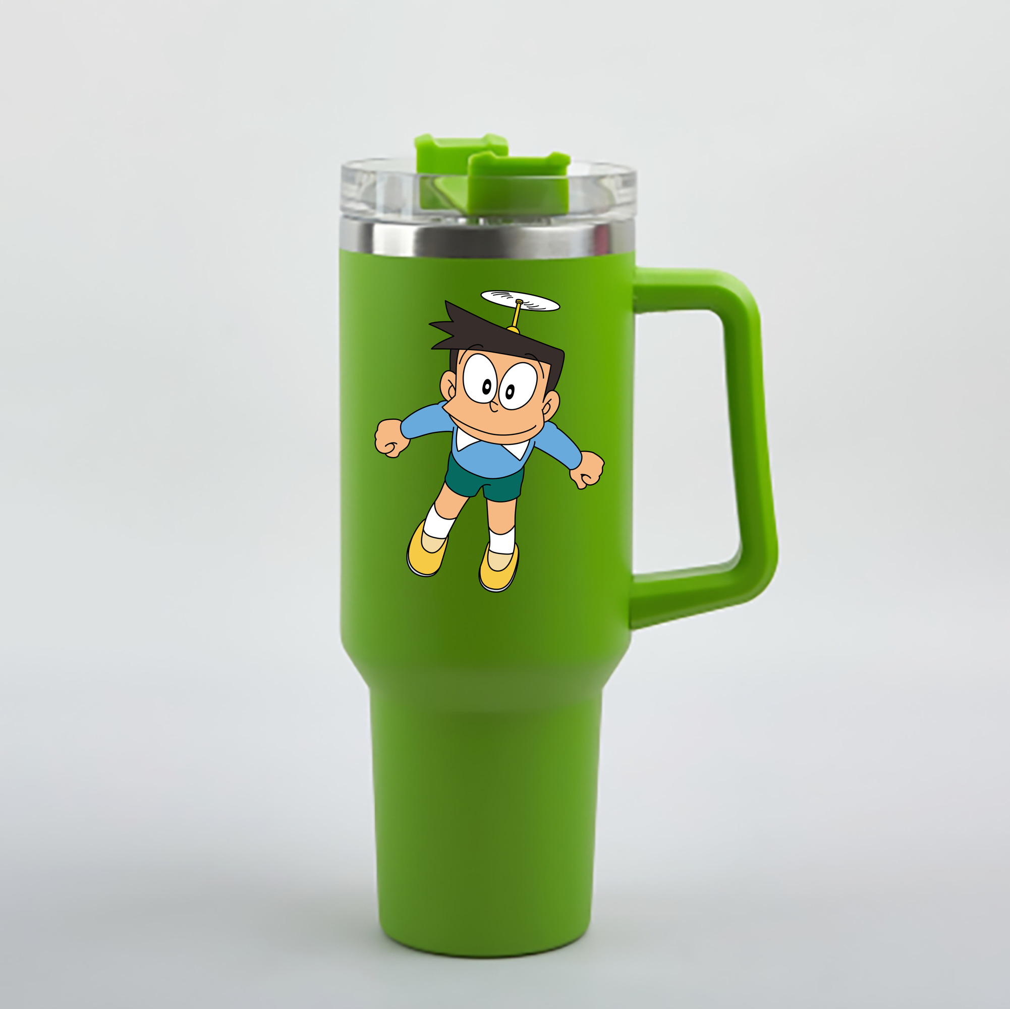 （画像用） ドラえもん 骨川 スネ夫 Doraemon Honekawa Suneo 1200mL車用タンブラー - クリスタルステッカー（プラスチックストロー付き）